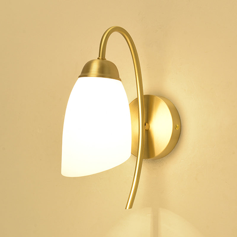 Modern Simple Style Geometric Shade Wall Sconce Metal and Glass 1 Light Sconces in Gold Finish