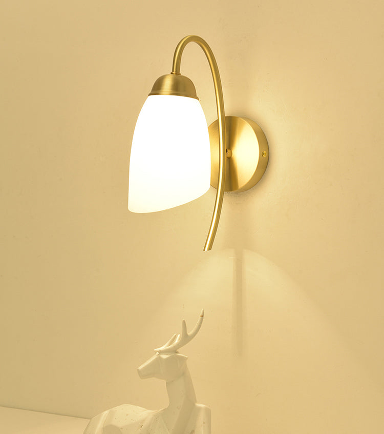 Modern Simple Style Geometric Shade Wall Sconce Metal and Glass 1 Light Sconces in Gold Finish