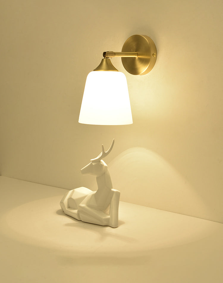 Modern Simple Style Geometric Shade Wall Sconce Metal and Glass 1 Light Sconces in Gold Finish