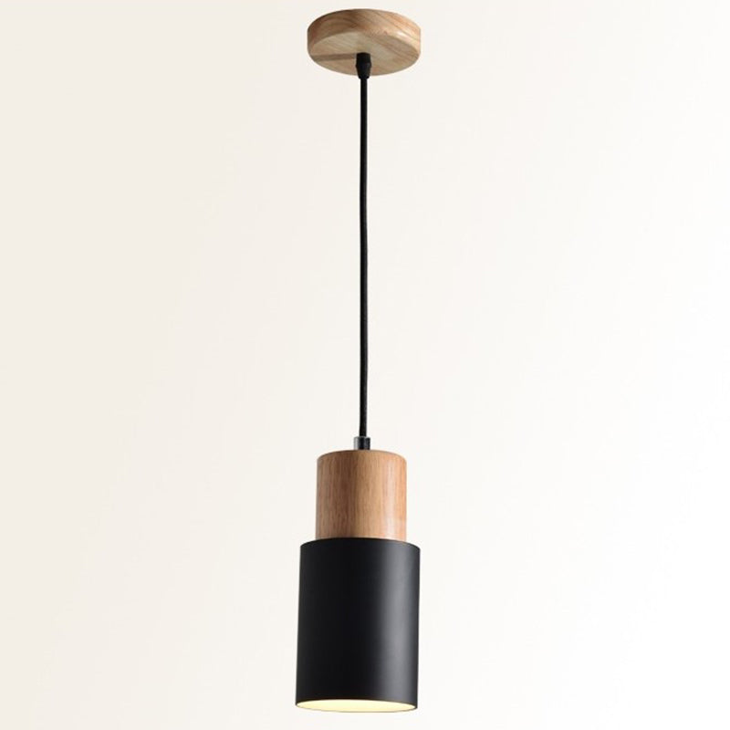 Lamping de suspension de macaron cylindroïde à pendentif unique concise moderne avec nuance en fer forgé