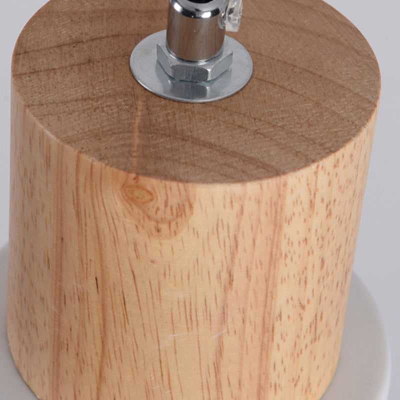 Modern Concise Single Pendant Light Wooden Cylindroid Macaron Hanging Lamp with Wrought Iron Shade