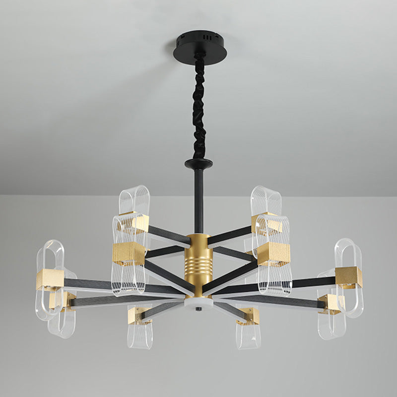 Modern LED Hanging Chandelier Clear Acrylic Shade for Living Room Dining Room