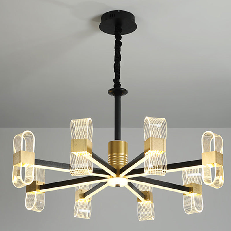 Modern LED Hanging Chandelier Clear Acrylic Shade for Living Room Dining Room