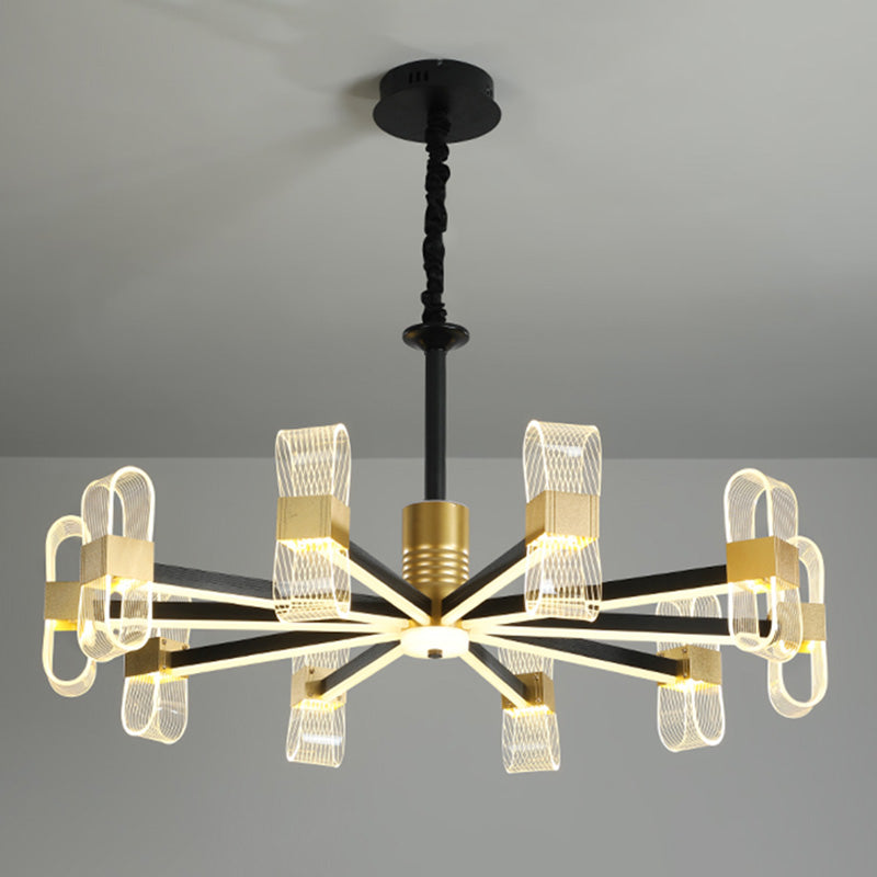 Modern LED Hanging Chandelier Clear Acrylic Shade for Living Room Dining Room