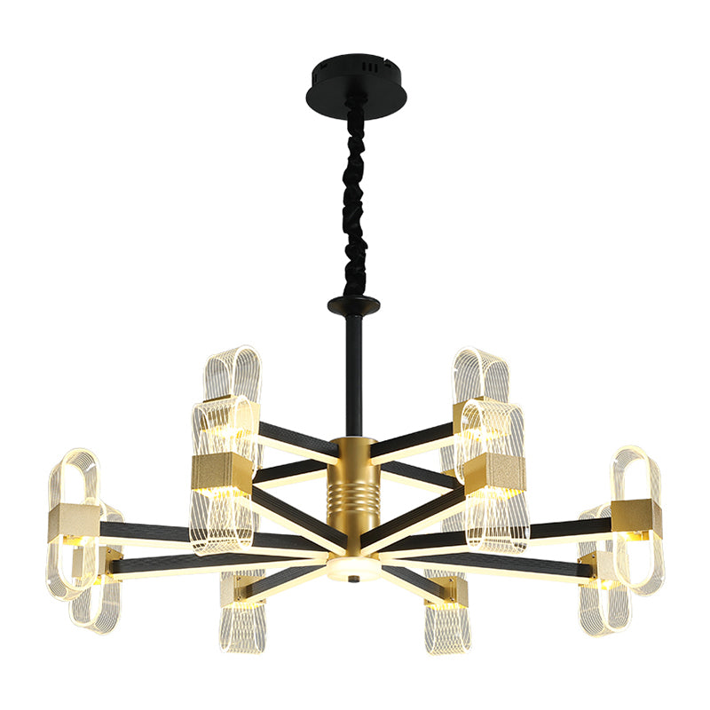 Modern LED Hanging Chandelier Clear Acrylic Shade for Living Room Dining Room