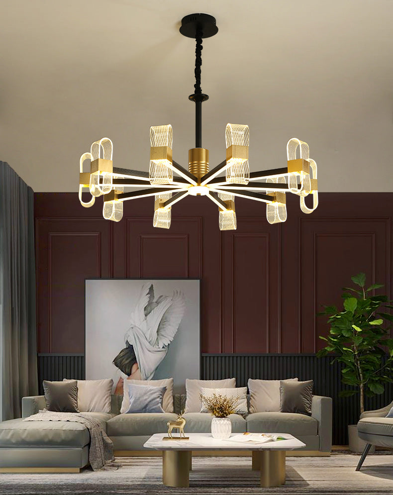 Modern LED Hanging Chandelier Clear Acrylic Shade for Living Room Dining Room