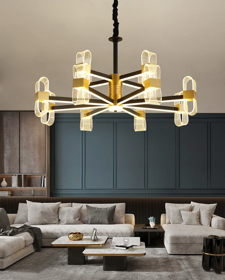 Modern LED Hanging Chandelier Clear Acrylic Shade for Living Room Dining Room