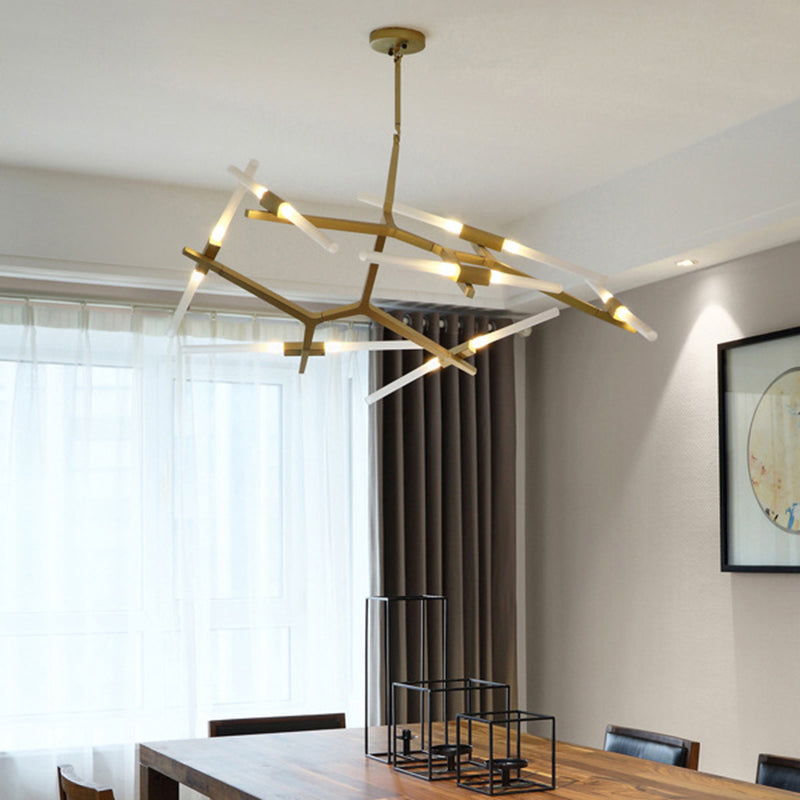 Acrylic LED Chandelier Modern Suspension Light in Gold for Living Room Dinning Room