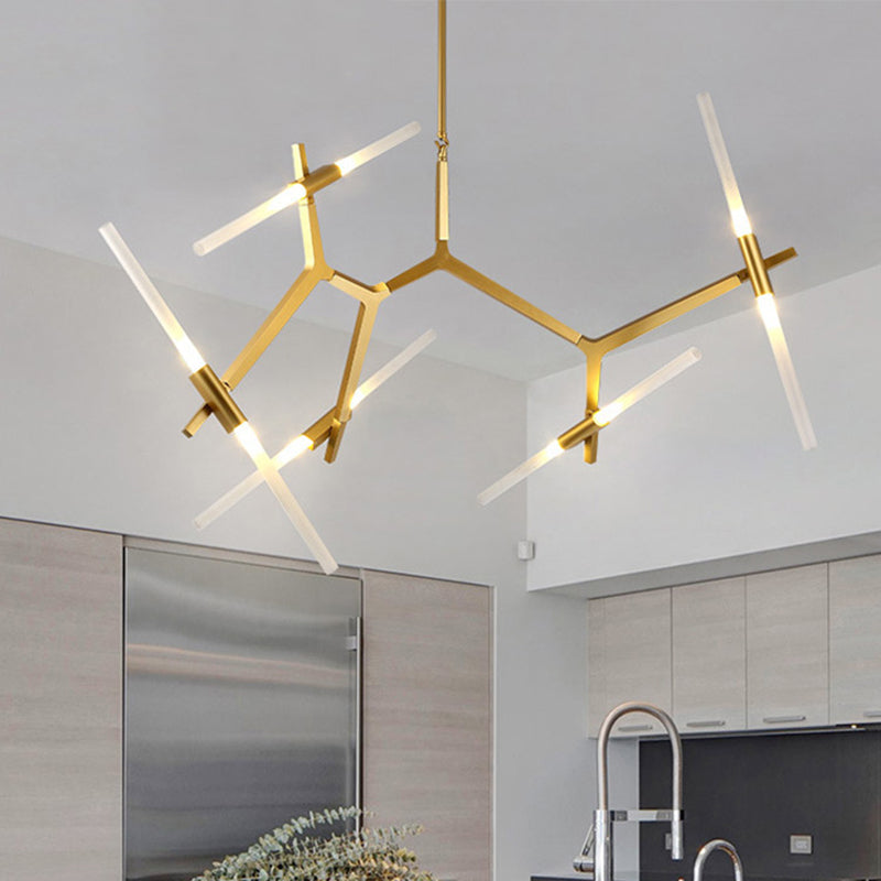 Acrylic LED Chandelier Modern Suspension Light in Gold for Living Room Dinning Room