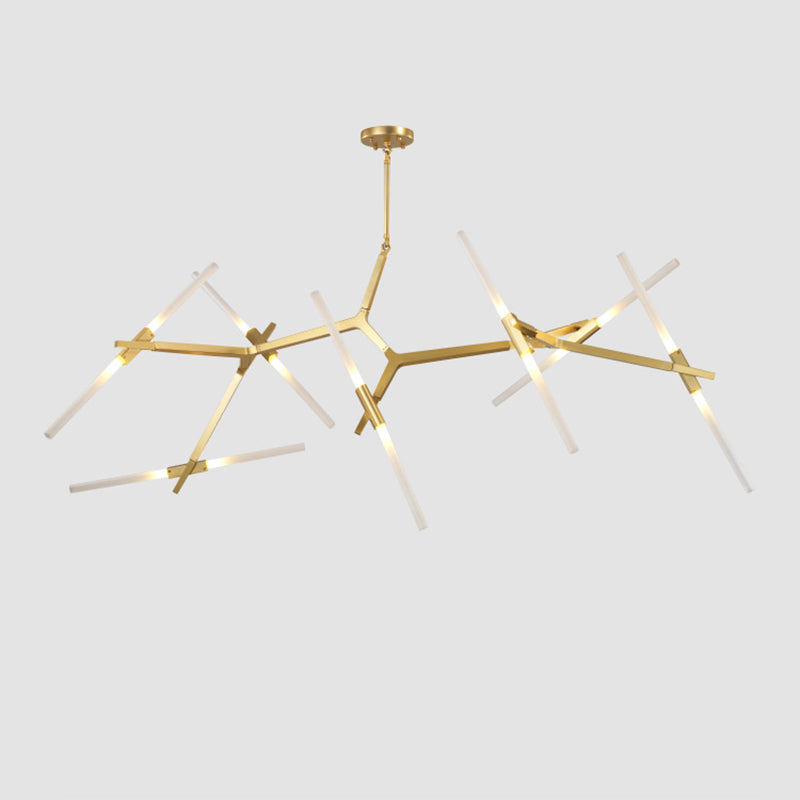 Acrylic LED Chandelier Modern Suspension Light in Gold for Living Room Dinning Room
