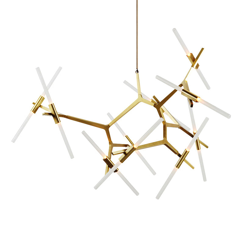 Acrylic LED Chandelier Modern Suspension Light in Gold for Living Room Dinning Room