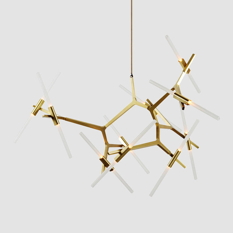 Acrylic LED Chandelier Modern Suspension Light in Gold for Living Room Dinning Room