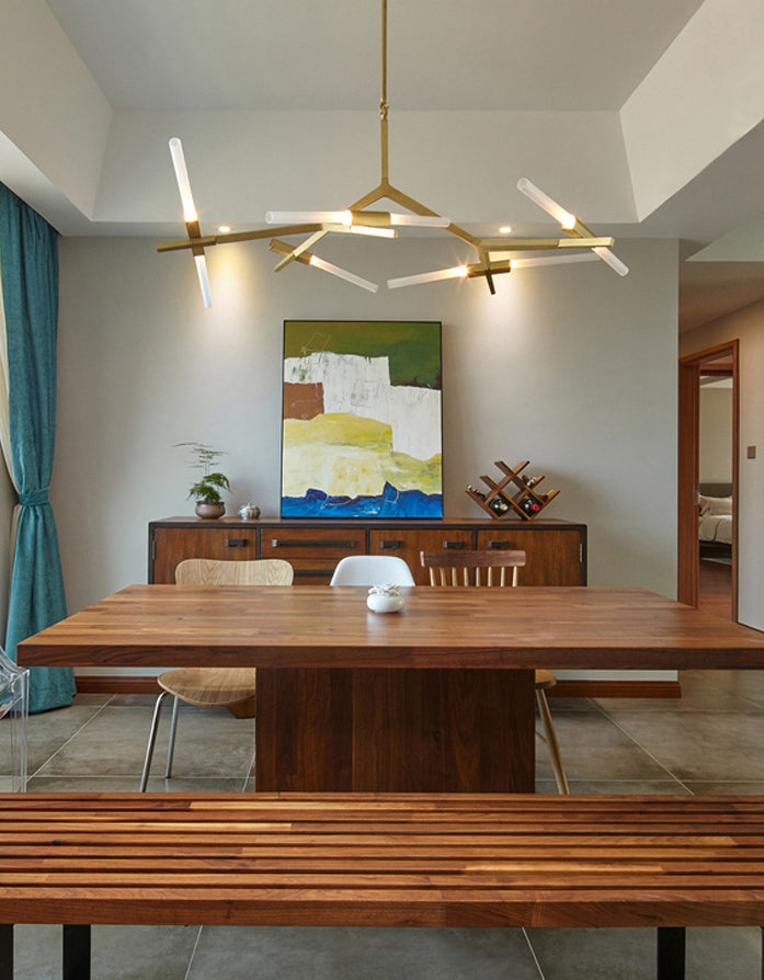 Acrylic LED Chandelier Modern Suspension Light in Gold for Living Room Dinning Room