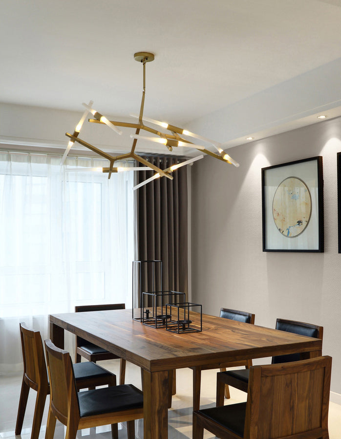 Acrylic LED Chandelier Modern Suspension Light in Gold for Living Room Dinning Room
