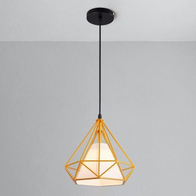 Diamond Metal Hanging Light Fixture Modern Style Down Lighting Pendant for Dinning Room
