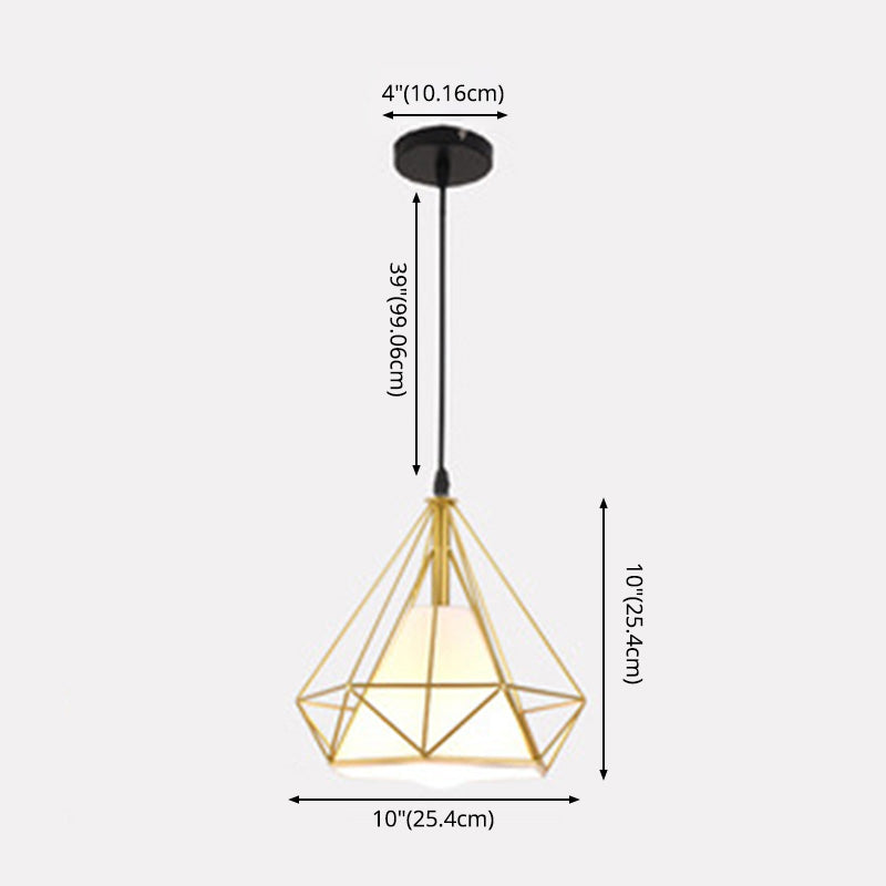 Diamond Metal Hanging Light Fixture Modern Style Down Lighting Pendant for Dinning Room