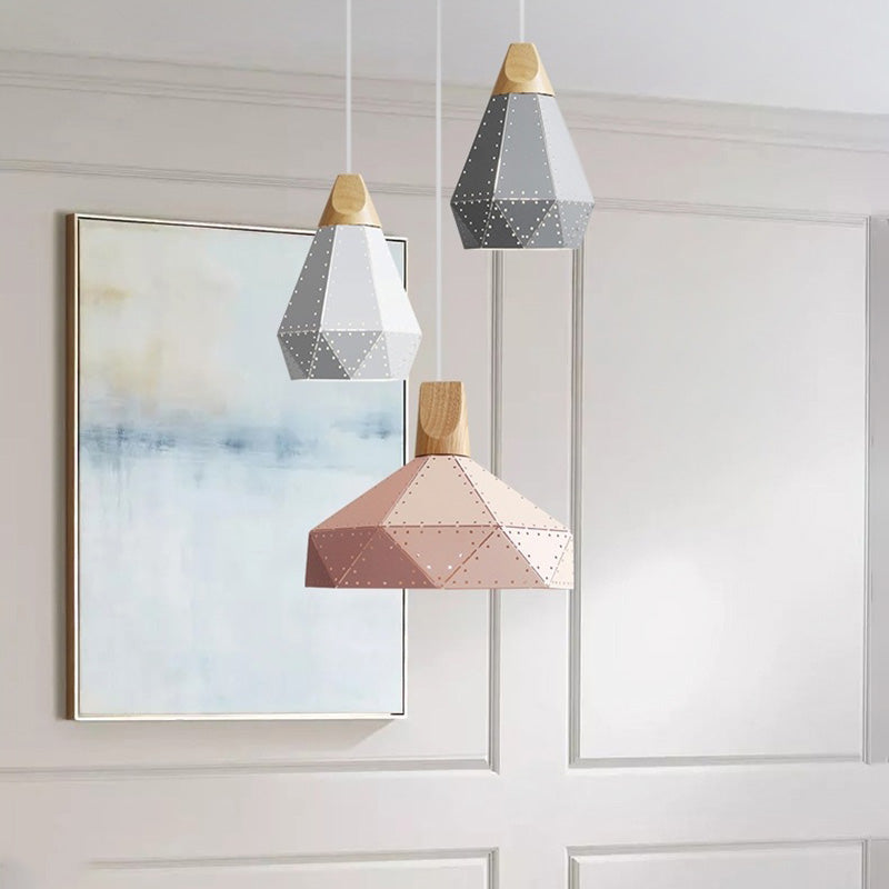 Metal Hanging Light Nordic Style Macron Color Pendant Light Geometric Hanging Light for Kitchen