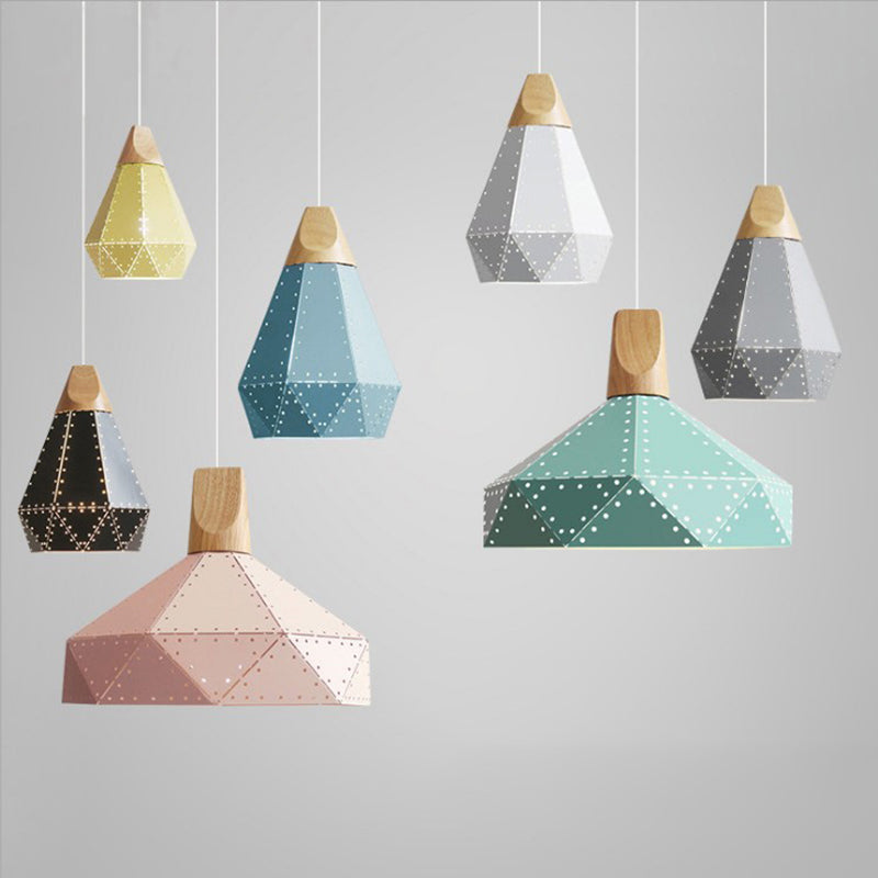 Metal Hanging Light Nordic Style Macron Color Pendant Light Geometric Hanging Light for Kitchen