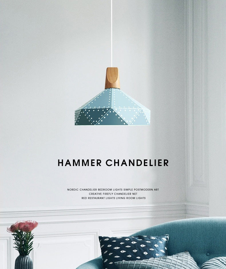 Metal Hanging Light Nordic Style Macron Color Pendant Light Geometric Hanging Light for Kitchen
