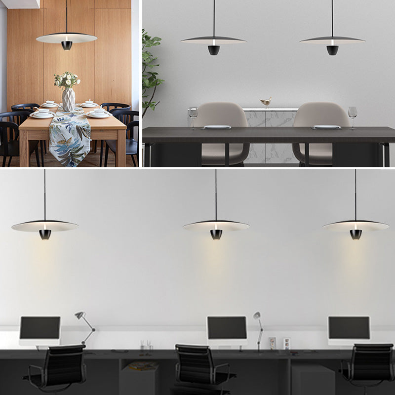 Salle à manger Neutre pendentif léger en métal noir LED de plafond simple
