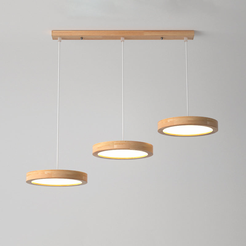 Round Light Suspension Pendant Modern Simple Wood Hanging Lights for Restaurant