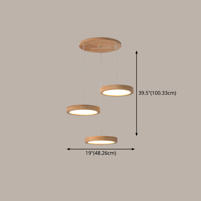 Round Light Suspension Pendant Modern Simple Wood Hanging Lights for Restaurant