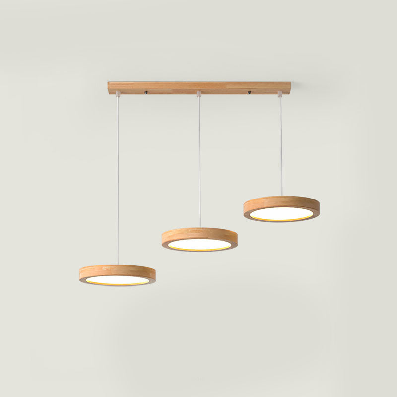 Round Light Suspension Pendant Modern Simple Wood Hanging Lights for Restaurant