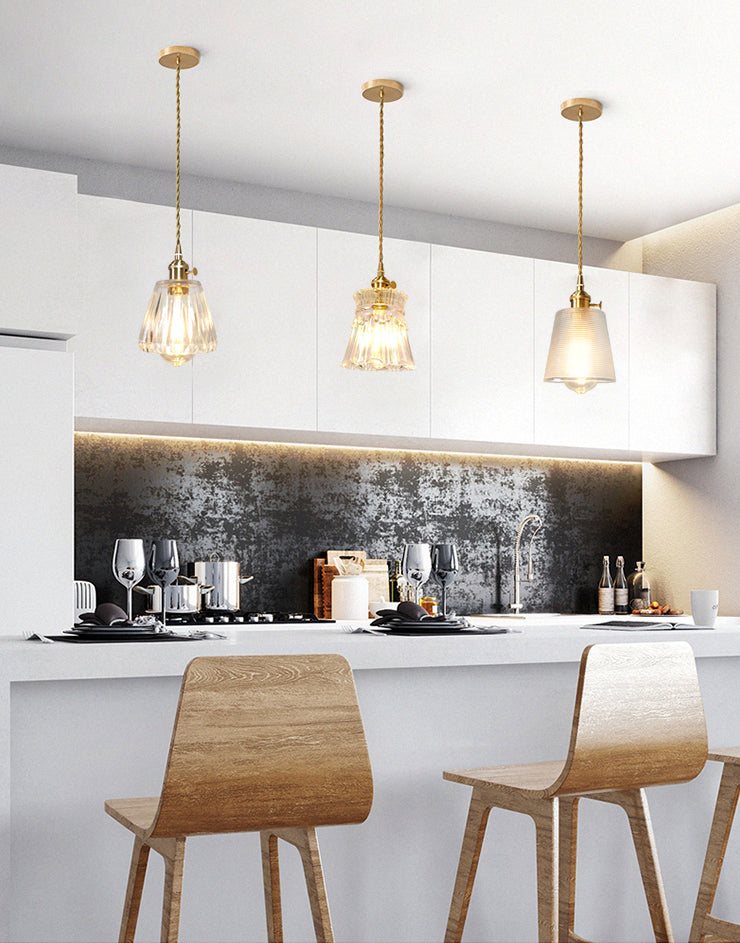 Glazen gearceerde hangende plafondlicht Minimalistische stijl Hangend hanglampje in goud