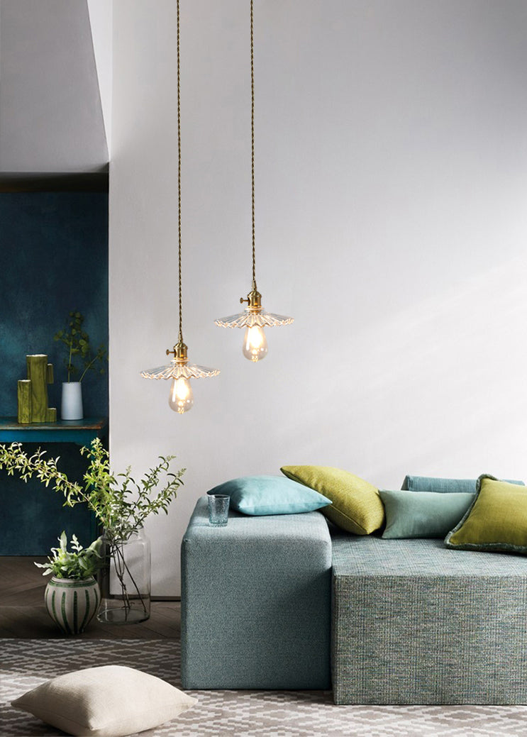 Glazen gearceerde hangende plafondlicht Minimalistische stijl Hangend hanglampje in goud