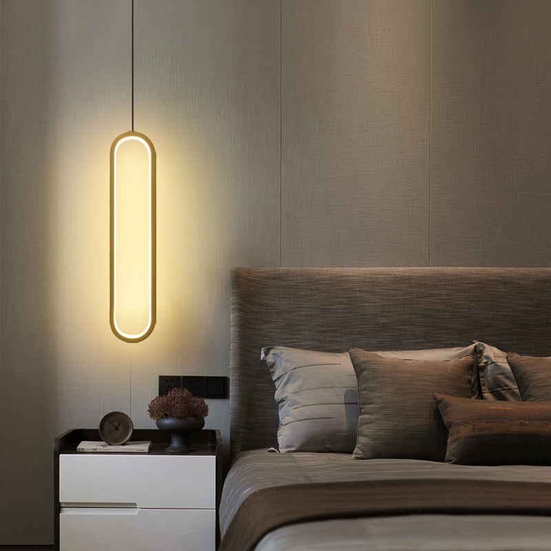 Simplicity Style Pendant Lighting Fixture Oblong LED Pendant Light Kit with Metal Shade