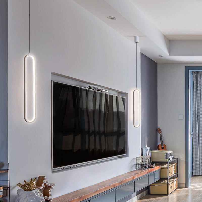 Simplicity Style Pendant Lighting Fixture Oblong LED Pendant Light Kit with Metal Shade