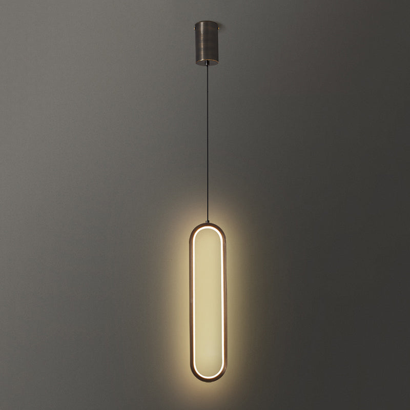 Simplicity Style Pendant Lighting Fixture Oblong LED Pendant Light Kit with Metal Shade