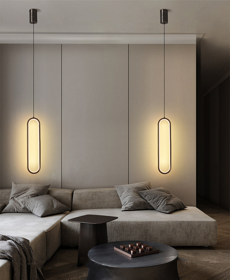 Simplicity Style Pendant Lighting Fixture Oblong LED Pendant Light Kit with Metal Shade