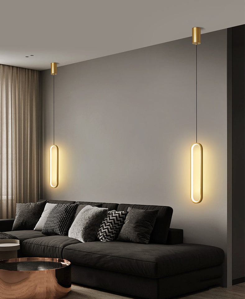 Simplicity Style Pendant Lighting Fixture Oblong LED Pendant Light Kit with Metal Shade
