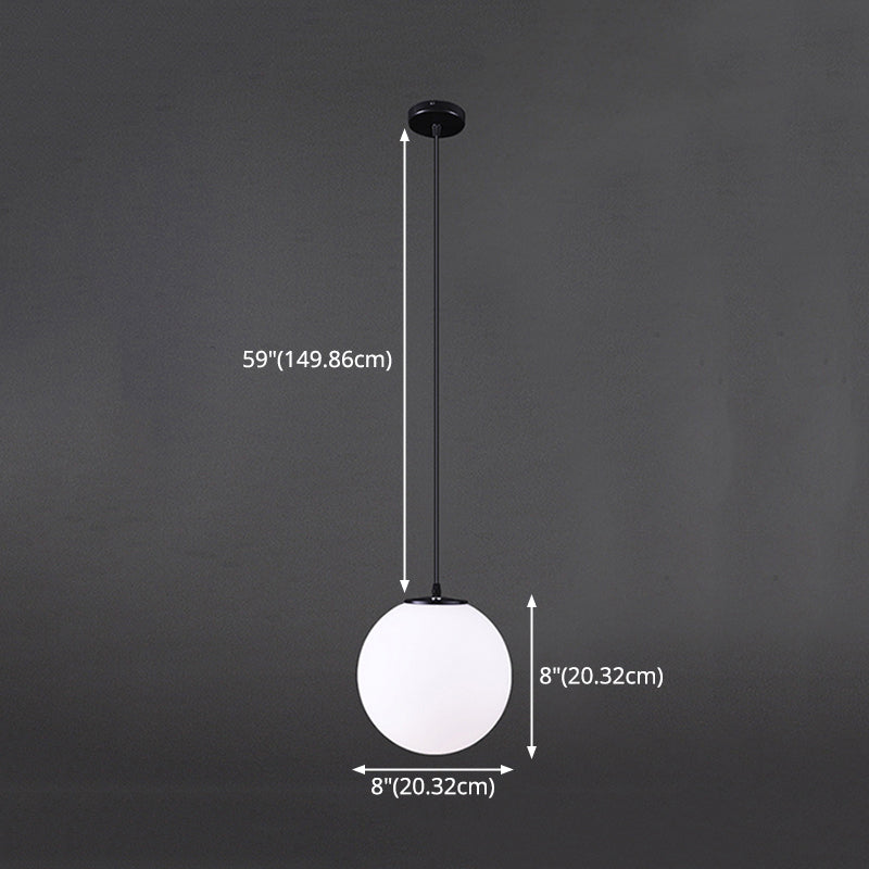Pendulum Glass Hanging Ceiling Light Minimalist Style White Ceiling Pendant Light