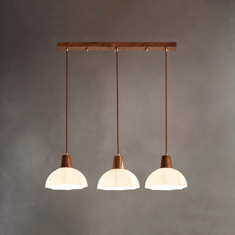 Plafond pendentif dôme Light de style contemporain en bois blanc d'éclairage pendentif blanc