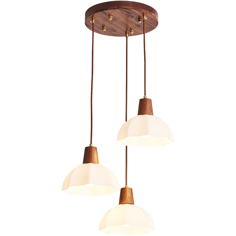 Plafond pendentif dôme Light de style contemporain en bois blanc d'éclairage pendentif blanc