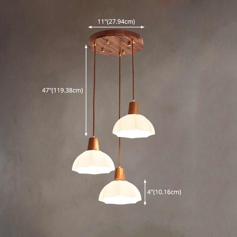 Plafond pendentif dôme Light de style contemporain en bois blanc d'éclairage pendentif blanc