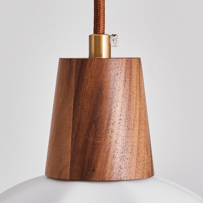 Plafond pendentif dôme Light de style contemporain en bois blanc d'éclairage pendentif blanc