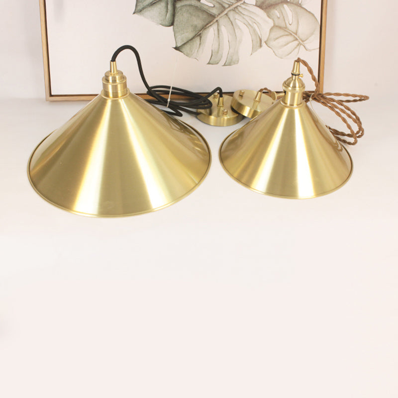 Pendre en forme de cône suspension de la lampe à manger en laiton moderne kit de lampe suspendue en or