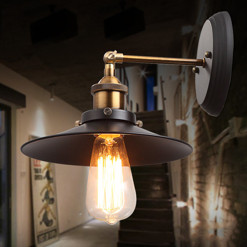 Industrial Cone Wall Sconce Lights Metallic Wall Sconce Lighting for Living Room