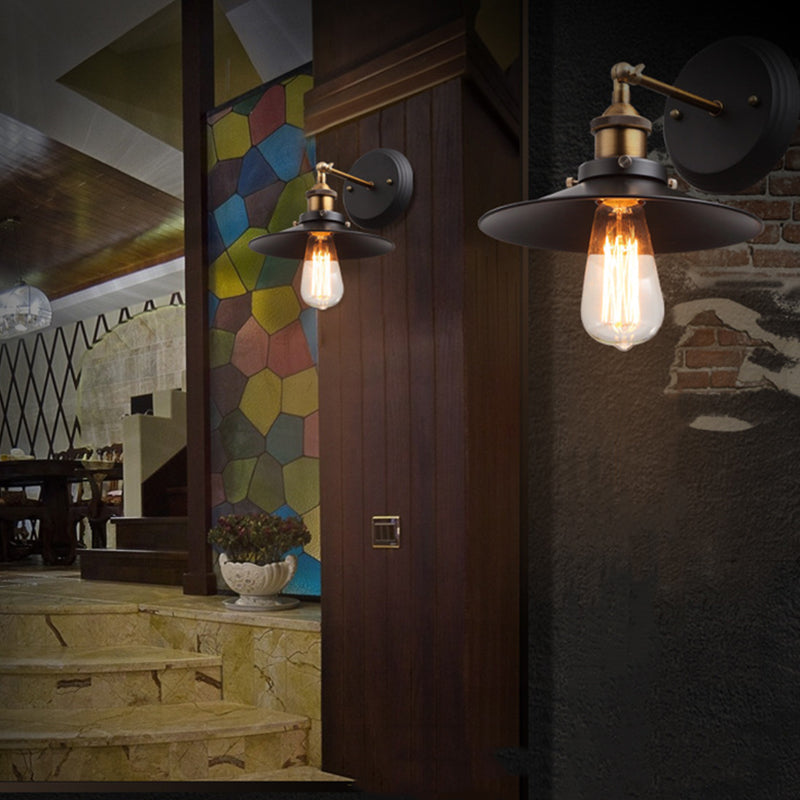 Industrial Cone Wall Sconce Lights Metallic Wall Sconce Lighting for Living Room