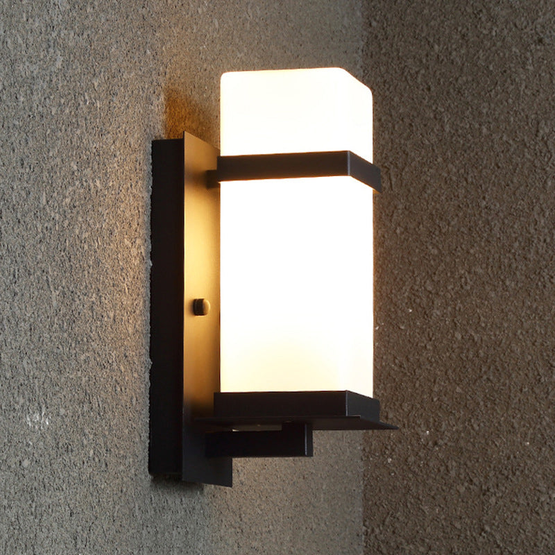 Industrial Style Cylinder Wall Sconce Lights White Glass Wall Sconce Lighting for Corridor