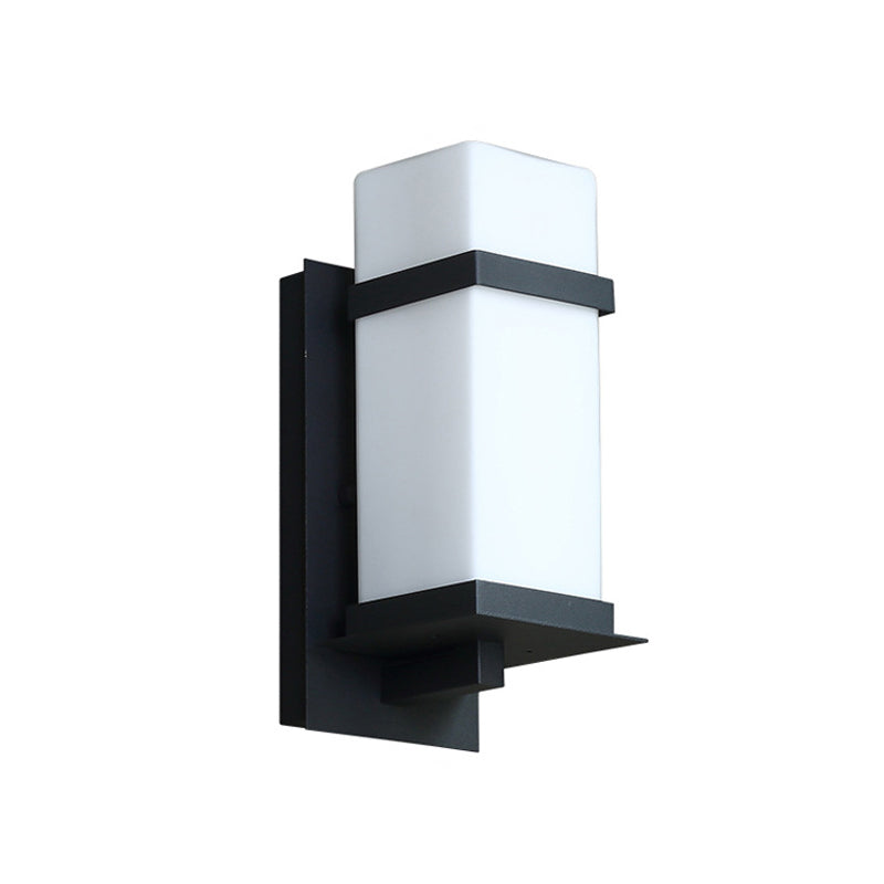 Industrial Style Cylinder Wall Sconce Lights White Glass Wall Sconce Lighting for Corridor