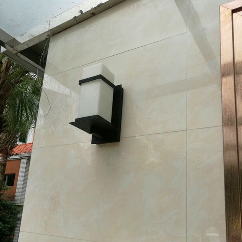 Industrial Style Cylinder Wall Sconce Lights White Glass Wall Sconce Lighting for Corridor