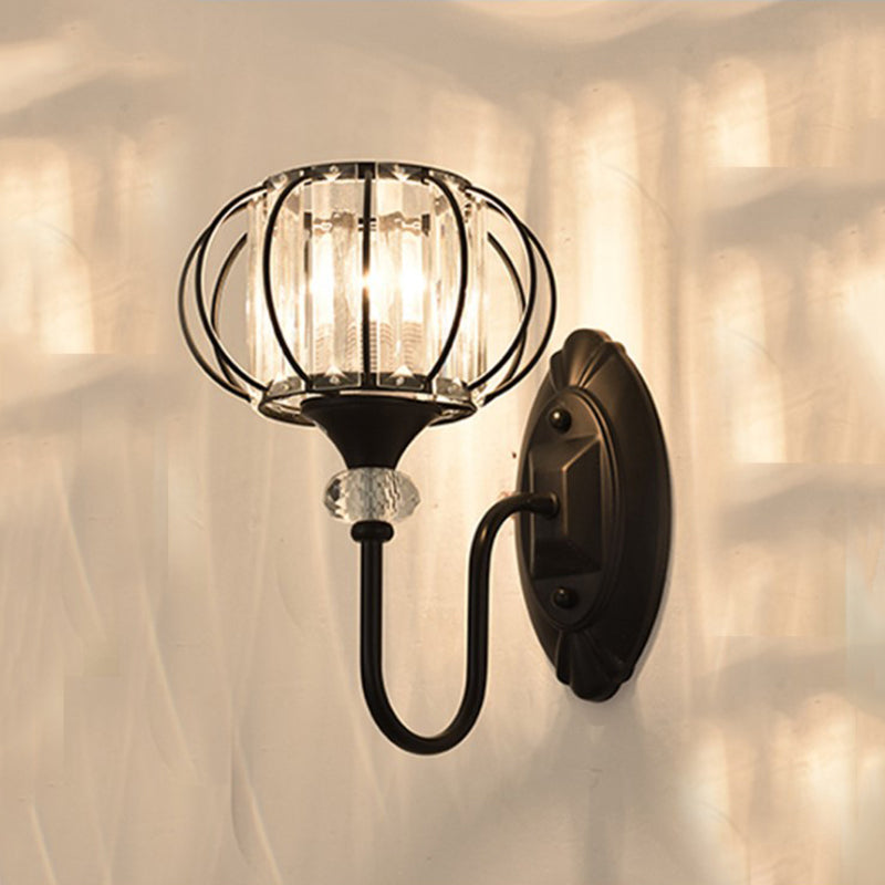 Gooseneck Crystal Wall Lamp Fixture Minimalist 1-Light Wall Sconce Light for Corridor