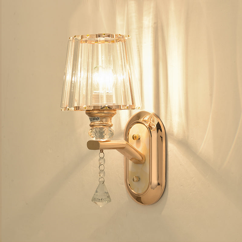 Gooseneck Crystal Wall Lamp Fixture Minimalist 1-Light Wall Sconce Light for Corridor