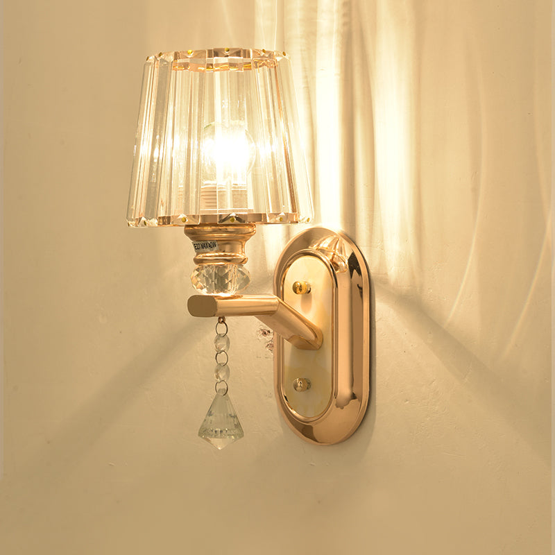 Gooseneck Crystal Wall Lamp Fixture Minimalist 1-Light Wall Sconce Light for Corridor