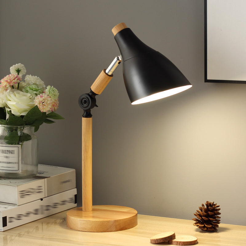 Macaron Simplicity Cone Table Lamp Metallic Nightstand Lamp for Bedroom