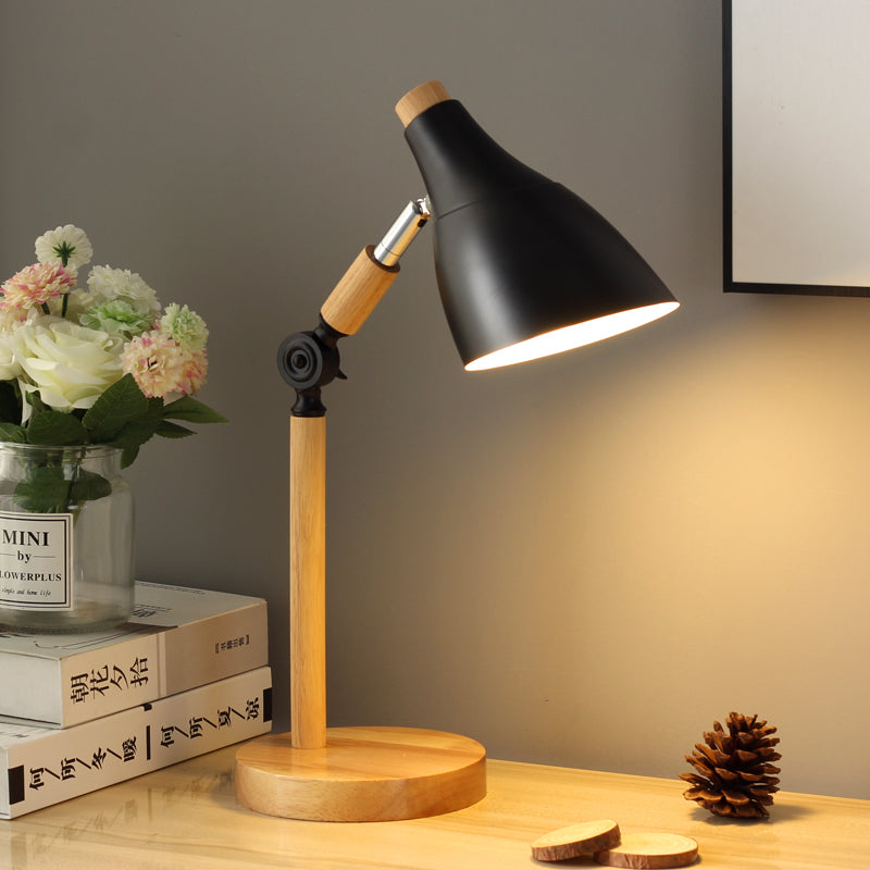 Macaron Simplicity Cone Table Lamp Metallic Nightstand Lamp for Bedroom